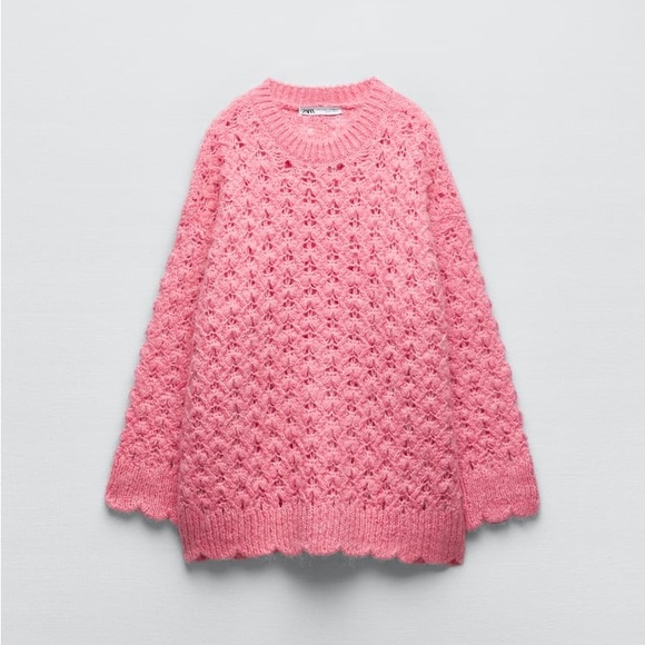 Zara Pink Wool Blend Oversized Sweater - Picture 11 of 15